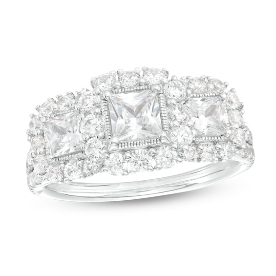 2 CT. T.w. Princess-Cut Diamond Frame Past Present Future® Engagement Ring in 14K White Gold (I/I2)