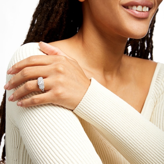 2 CT. T.w. Princess-Cut Diamond Frame Past Present Future® Engagement Ring in 14K White Gold (I/I2)