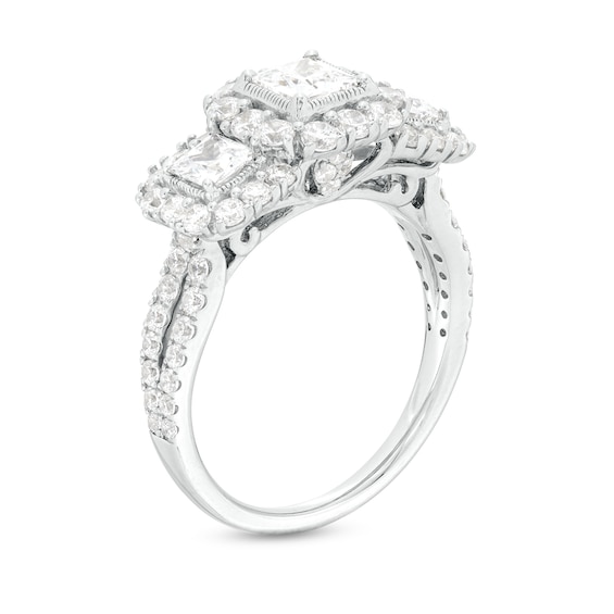 2 CT. T.w. Princess-Cut Diamond Frame Past Present Future® Engagement Ring in 14K White Gold (I/I2)
