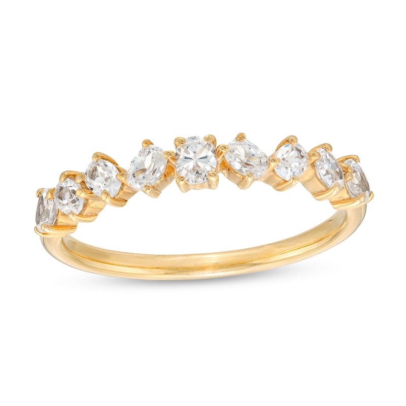 Main Image 1 of 1/2 CT. T.W. Oval Diamond Alternating Nine Stone Anniversary Band in 14K Gold