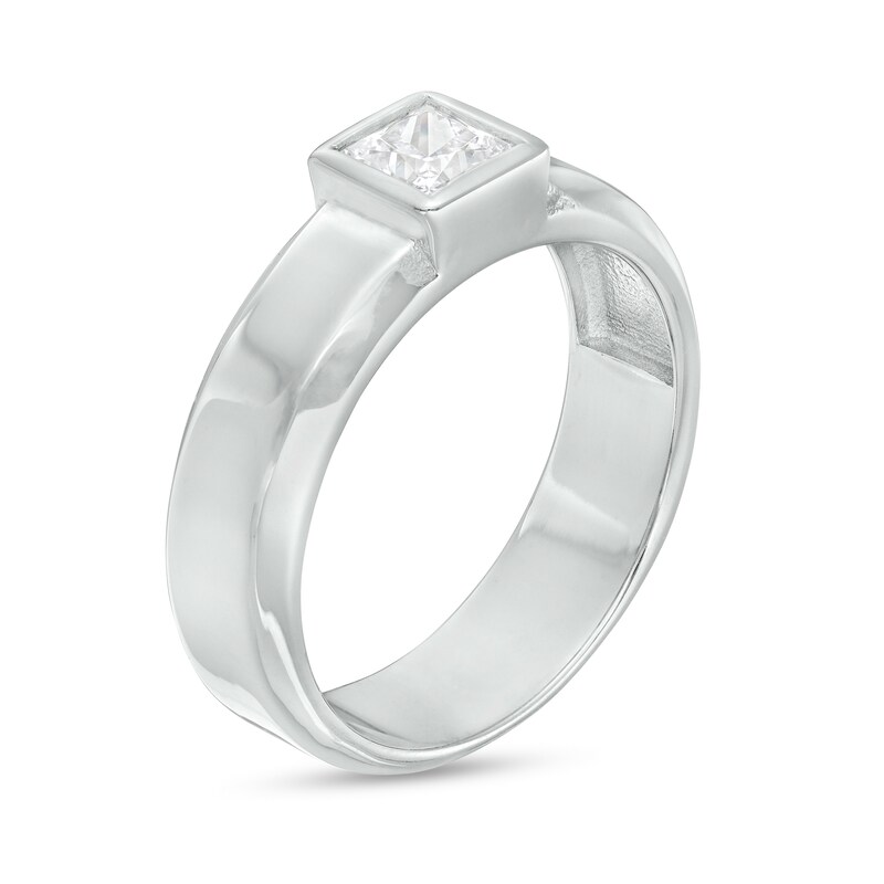 Men's 3/4 CT. Square-Cut Diamond Solitaire Wedding Band in Platinum
