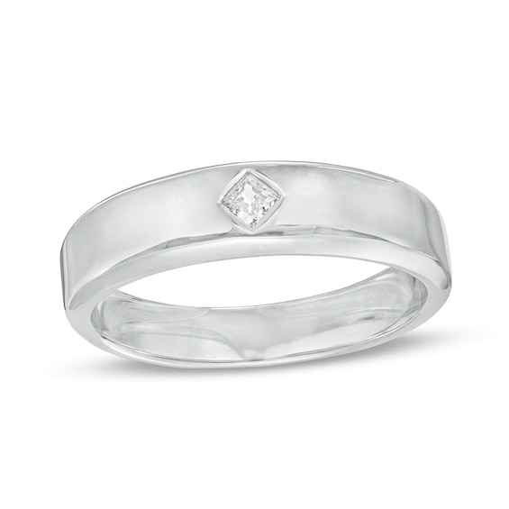 1/5 CT. Square-Cut Diamond Tilted Wedding Band in Platinum