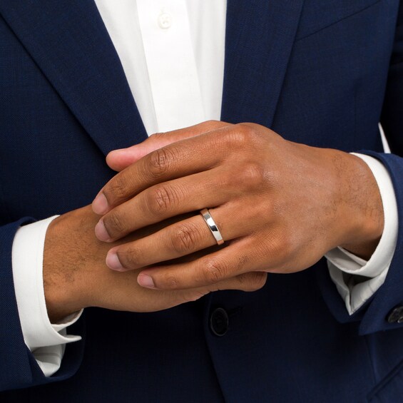 1/5 CT. Square-Cut Diamond Tilted Wedding Band in Platinum