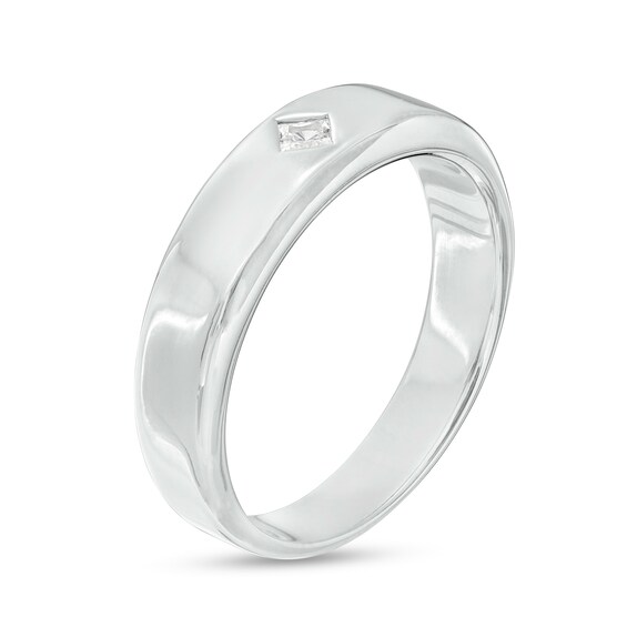 1/5 CT. Square-Cut Diamond Tilted Wedding Band in Platinum