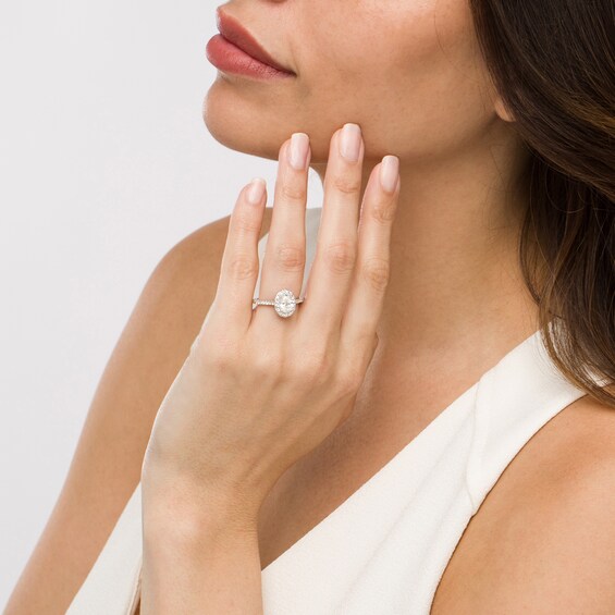 Celebration Infiniteâ¢ 1-1/2 CT. T.w. Certified Oval Diamond Frame Engagement Ring in 14K White Gold (I/Si2)