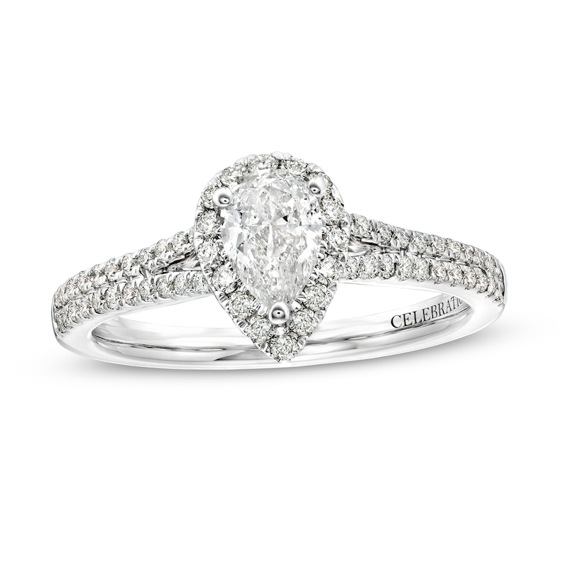 Celebration Infinite™ 1 CT. T.W. Certified Pear-Shaped Diamond Frame Engagement Ring in 14K White Gold (I/SI2)