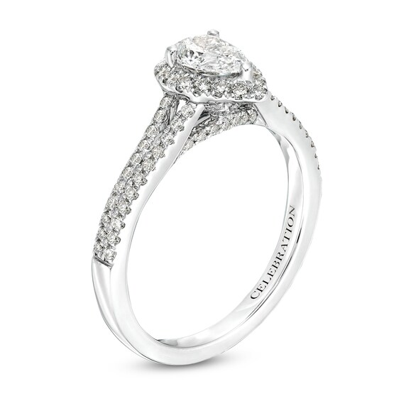 Celebration Infiniteâ¢ 1 CT. T.w. Certified Pear-Shaped Diamond Frame Engagement Ring in 14K White Gold (I/Si2)
