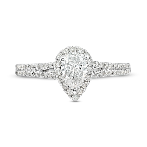 Celebration Infiniteâ¢ 1 CT. T.w. Certified Pear-Shaped Diamond Frame Engagement Ring in 14K White Gold (I/Si2)