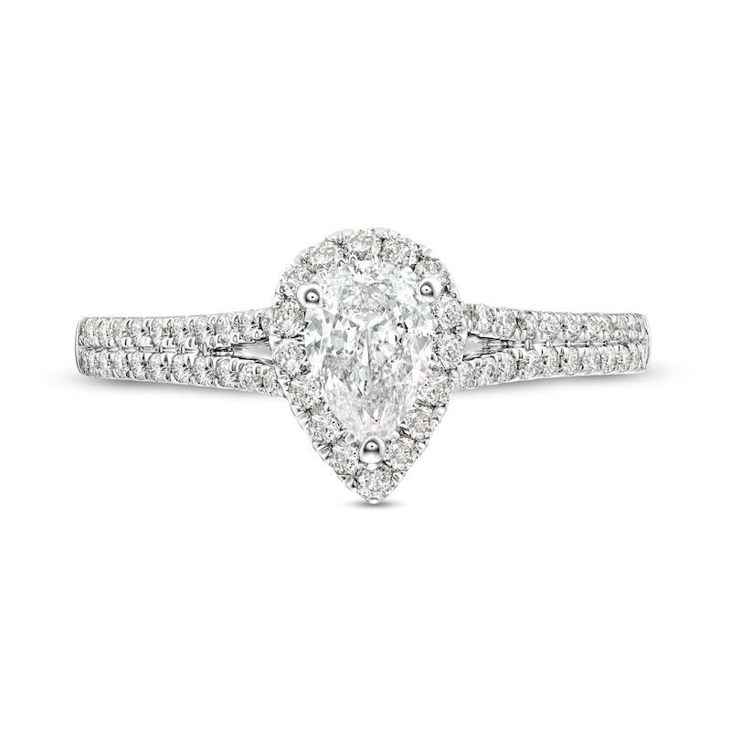 Celebration Infinite™ 1 CT. T.W. Certified Pear-Shaped Diamond Frame Engagement Ring in 14K White Gold (I/SI2)