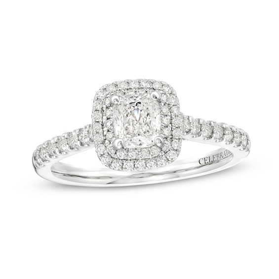 Celebration Infiniteâ¢ 1 CT. T.w. Certified Cushion-Cut Diamond Frame Engagement Ring in 14K White Gold (I/Si2)