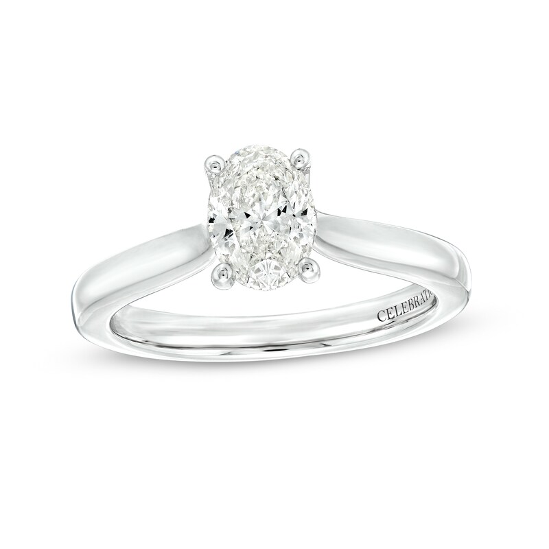 Main Image 1 of Celebration Infinite™ 1 CT. Certified Oval Diamond Solitaire Engagement Ring in 14K White Gold (I/SI2)