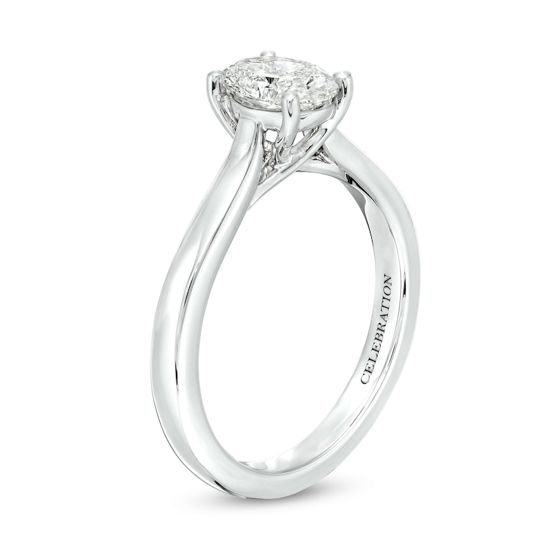 Main Image 3 of Celebration Infinite™ 1 CT. Certified Oval Diamond Solitaire Engagement Ring in 14K White Gold (I/SI2)