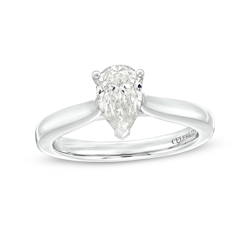 Main Image 1 of Celebration Infinte™ 1 CT. Certified Pear-Shaped Diamond Solitaire Engagement Ring in 14K White Gold (I/SI2)