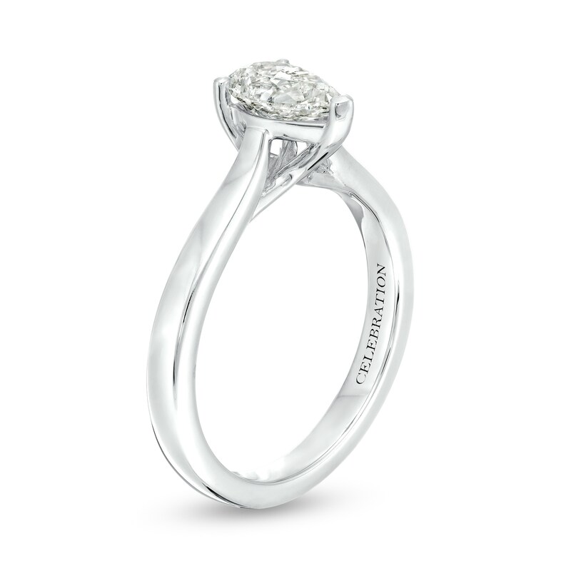 Main Image 3 of Celebration Infinte™ 1 CT. Certified Pear-Shaped Diamond Solitaire Engagement Ring in 14K White Gold (I/SI2)