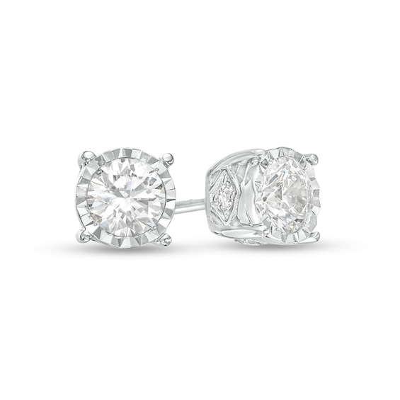 1/2 CT. T.w. Diamond Hidden Accent Solitaire Stud Earrings in 10K White Gold