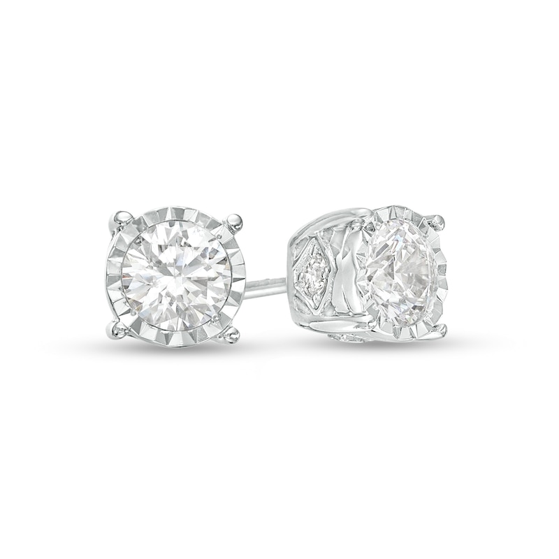Main Image 1 of 1/2 CT. T.W. Diamond Hidden Accent Solitaire Stud Earrings in 10K White Gold