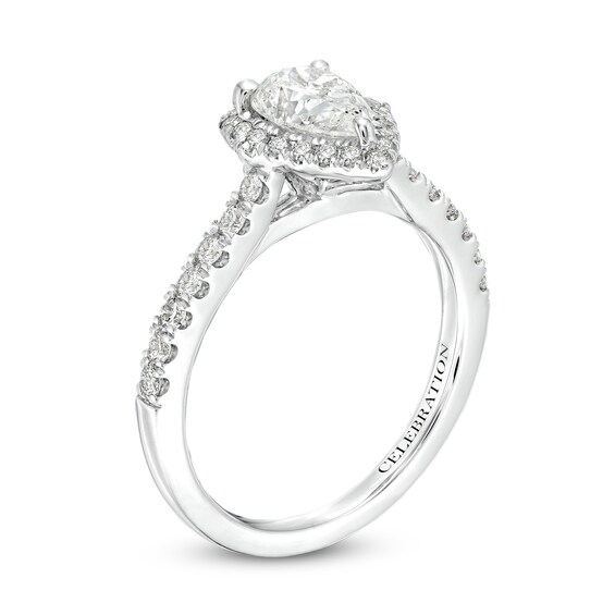 Celebration Infiniteâ¢ 1-3/8 CT. T.w. Certified Pear-Shaped Diamond Frame Engagement Ring in 14K White Gold (I/Si2)