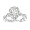 Thumbnail Image 1 of Celebration Infinite™ 1-3/8 CT. T.W. Certified Pear-Shaped Diamond Double Frame Engagement Ring in 14K White Gold (I/SI2)