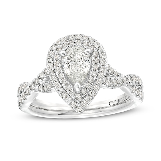 Celebration Infiniteâ¢ 1-/ CT. T.w. Certified Pear-Shaped Diamond Double Frame Engagement Ring in 14K Gold (I/Si2