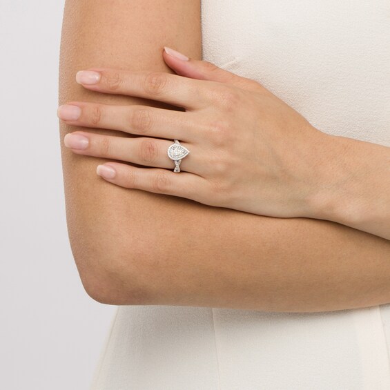 Celebration Infiniteâ¢ 1-/ CT. T.w. Certified Pear-Shaped Diamond Double Frame Engagement Ring in 14K Gold (I/Si2