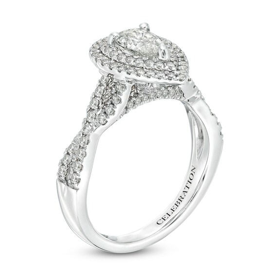 Celebration Infiniteâ¢ 1-/ CT. T.w. Certified Pear-Shaped Diamond Double Frame Engagement Ring in 14K Gold (I/Si2