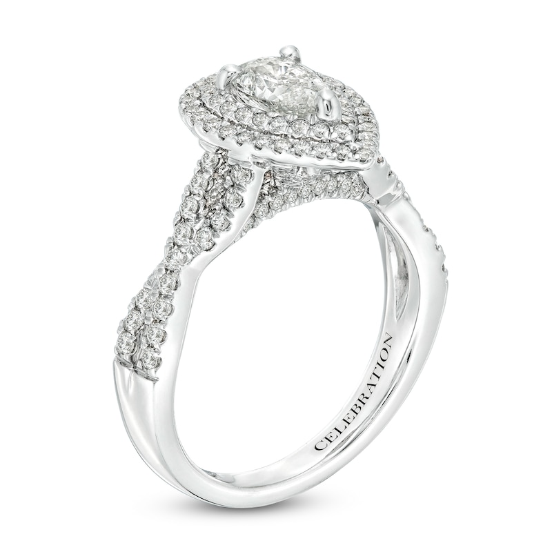 Main Image 3 of Celebration Infinite™ 1-3/8 CT. T.W. Certified Pear-Shaped Diamond Double Frame Engagement Ring in 14K White Gold (I/SI2)