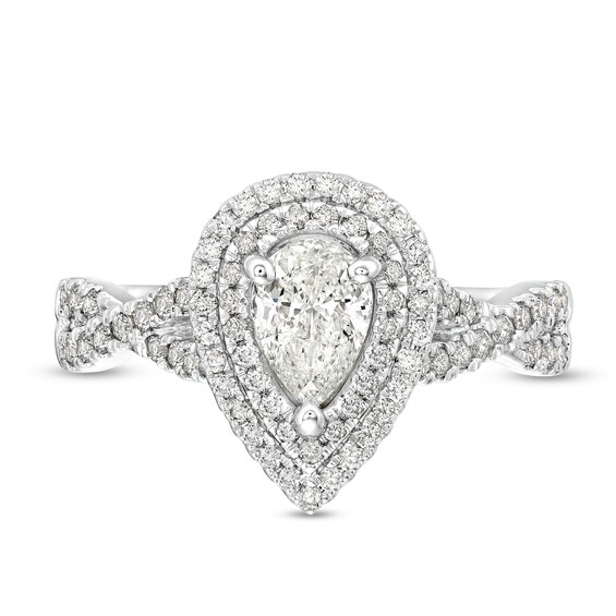 Celebration Infiniteâ¢ 1-/ CT. T.w. Certified Pear-Shaped Diamond Double Frame Engagement Ring in 14K Gold (I/Si2