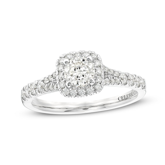 Celebration Infiniteâ¢ 1 CT. T.w. Certified Diamond Cushion-Shaped Frame Engagement Ring in 14K White Gold (I/Si2)