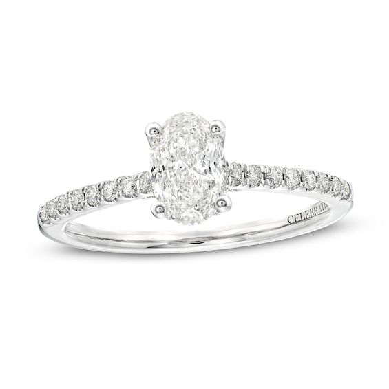 Celebration Infiniteâ¢ 1 CT. T.w. Certified Oval Diamond Solitaire Engagement Ring in 14K White Gold (I/Si2)