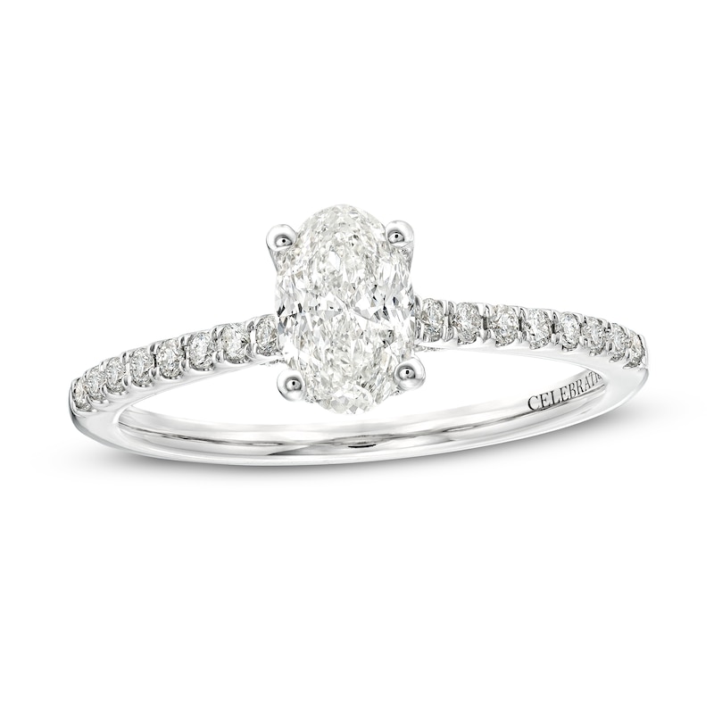 Main Image 1 of Celebration Infinite™ 1 CT. T.W. Certified Oval Diamond Solitaire Engagement Ring in 14K White Gold (I/SI2)