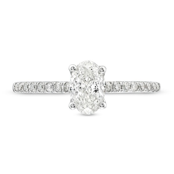 Celebration Infiniteâ¢ 1 CT. T.w. Certified Oval Diamond Solitaire Engagement Ring in 14K White Gold (I/Si2)
