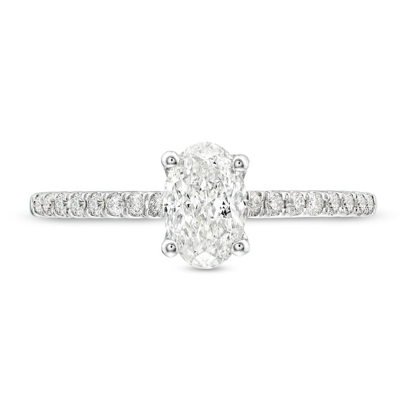 Main Image 4 of Celebration Infinite™ 1 CT. T.W. Certified Oval Diamond Solitaire Engagement Ring in 14K White Gold (I/SI2)
