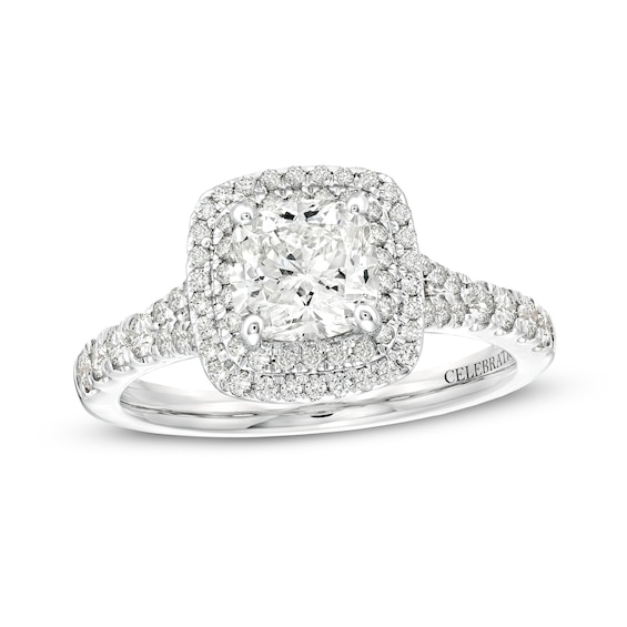 Celebration Infiniteâ¢ 1-5/8 CT. T.w. Certified Cushion-Cut Diamond Frame Engagement Ring in 14K White Gold (I/Si2)