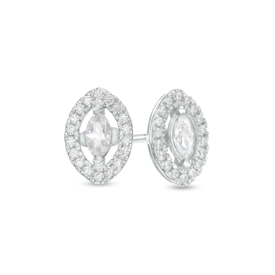 3/8 CT. T.w. Marquise Diamond Open Frame Stud Earrings in 10K White Gold