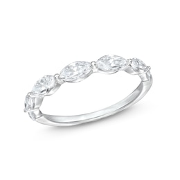 1 CT. T.W. Marquise-Cut Diamond Sideways Seven Stone Band in 14K White Gold (I/I2)