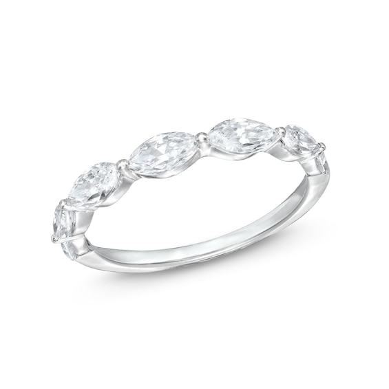 1 CT. T.w. Marquise-Cut Diamond Sideways Seven Stone Band in 14K White Gold (I/I2)