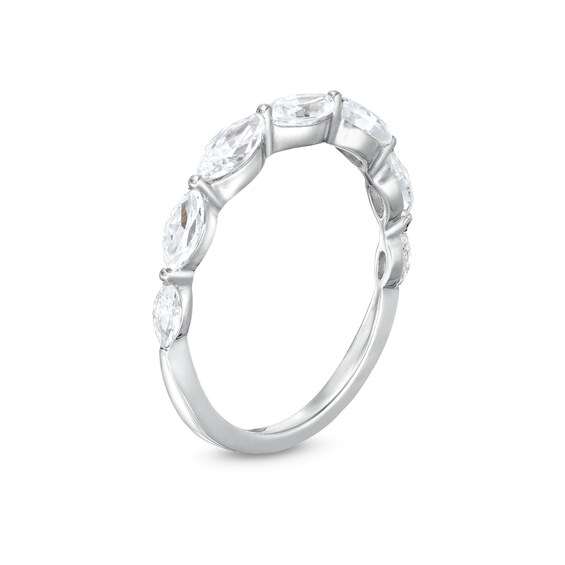1 CT. T.w. Marquise-Cut Diamond Sideways Seven Stone Band in 14K White Gold (I/I2)