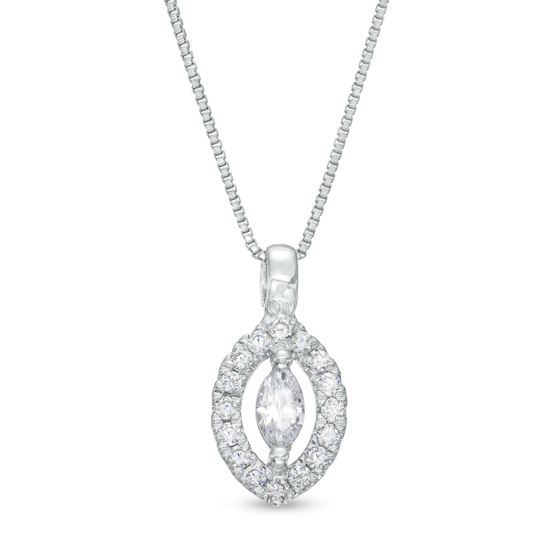 1/5 CT. T.W. Marquise Diamond Open Frame Pendant in 10K White Gold