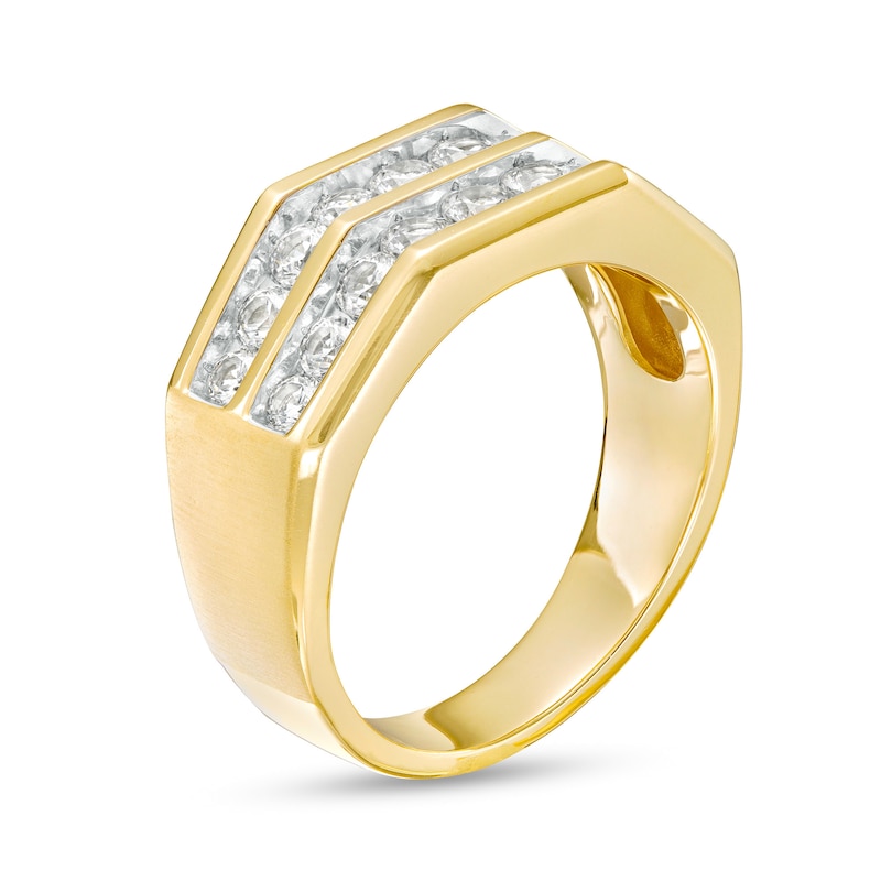 Men's 1-1/2 CT. T.W. Diamond Double Row Wedding Band in 10K Gold | Zales