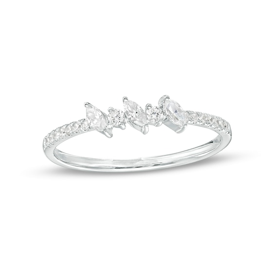 1/4 CT. T.w. Marquise and Round Diamond Alternating Slant Stackable Band in 10K White Gold