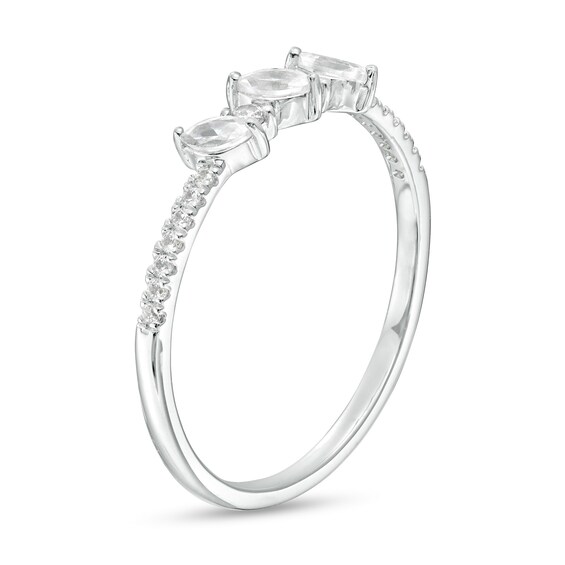 1/4 CT. T.w. Marquise and Round Diamond Alternating Slant Stackable Band in 10K White Gold