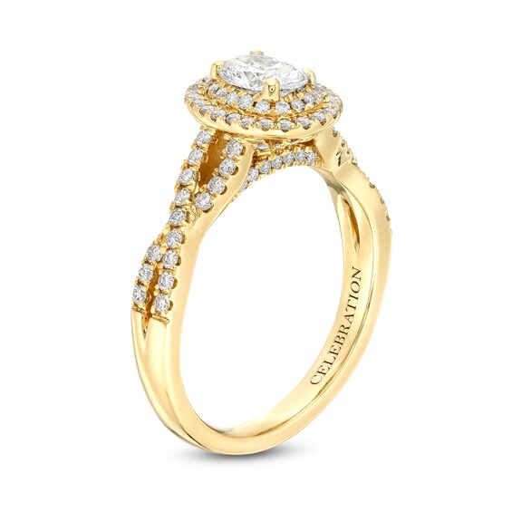 Celebration Infiniteâ¢ 1 CT. T.w. Certified Oval Diamond Double Frame Twist Shank Engagement Ring in 14K Gold (I/Si2)