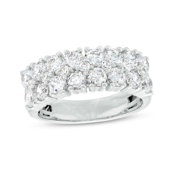 3 CT. T.w. Diamond Double Row Wedding Band in 10K White Gold