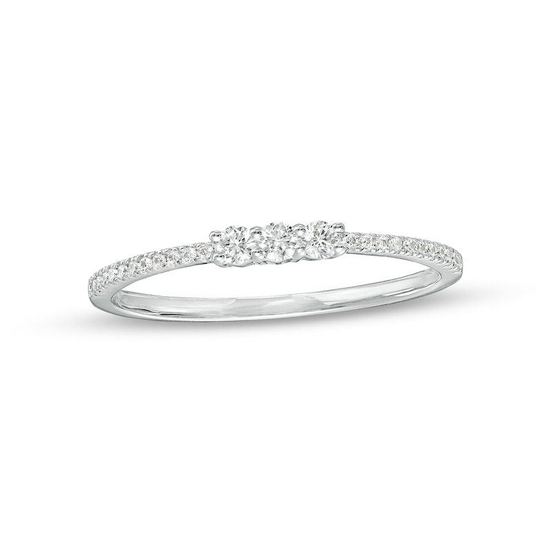 Main Image 1 of 1/6 CT. T.W. Diamond Trio Stackable Band in 10K White Gold