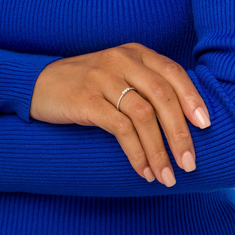 Main Image 2 of 1/6 CT. T.W. Diamond Trio Stackable Band in 10K White Gold