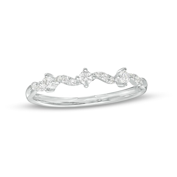 1/5 CT. T.w. Diamond Swirl Stackable Band in 10K White Gold