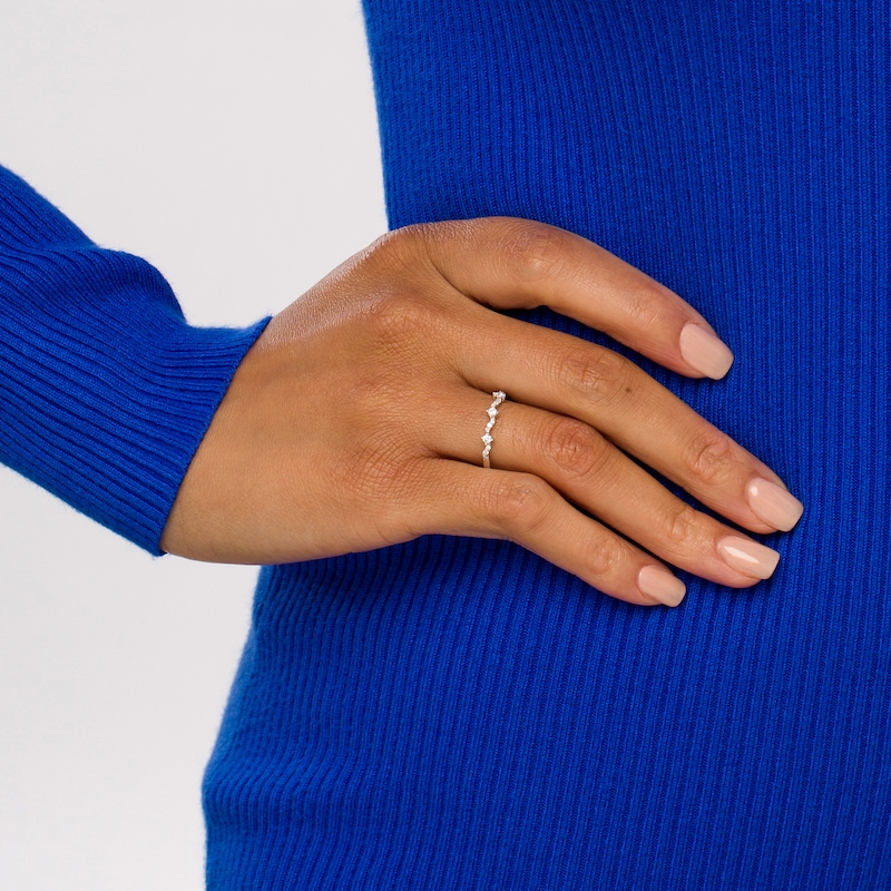 Main Image 2 of 1/5 CT. T.W. Diamond Swirl Stackable Band in 10K White Gold