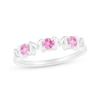 Thumbnail Image 3 of 3.0mm Pink and White Lab-Created Sapphire Alternating "MOM" Triple Row Band in Sterling Silver