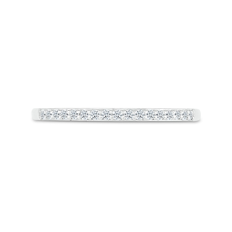 3.0mm Pink and White Lab-Created Sapphire Alternating "MOM" Triple Row Band in Sterling Silver