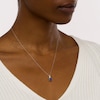 Thumbnail Image 2 of 6.0mm Blue Lab-Created Sapphire and Diamond Accent Loop-Top Drop Pendant in 10K White Gold